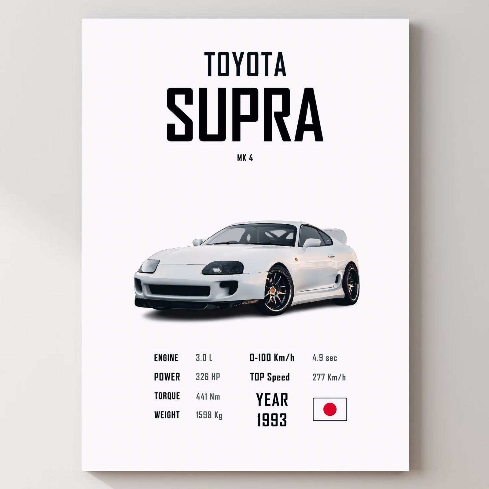 Toyota Supra Metal Poster — aluminium poster wall art for gaming room